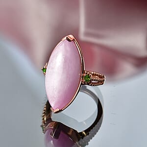 EverTrue Kunzite and Chrome Diopside 17.00 ctw Royal Spear Ring in 18K RG Plated (Size 8.0)