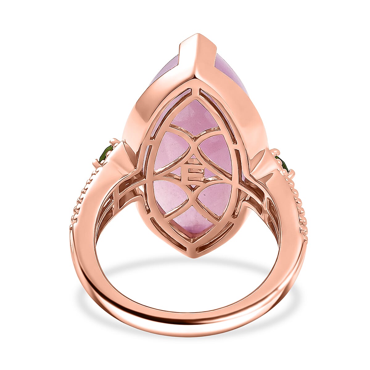 EverTrue Kunzite and Chrome Diopside 17.00 ctw Royal Spear Ring in 18K RG Plated (Size 8.0) image number 4