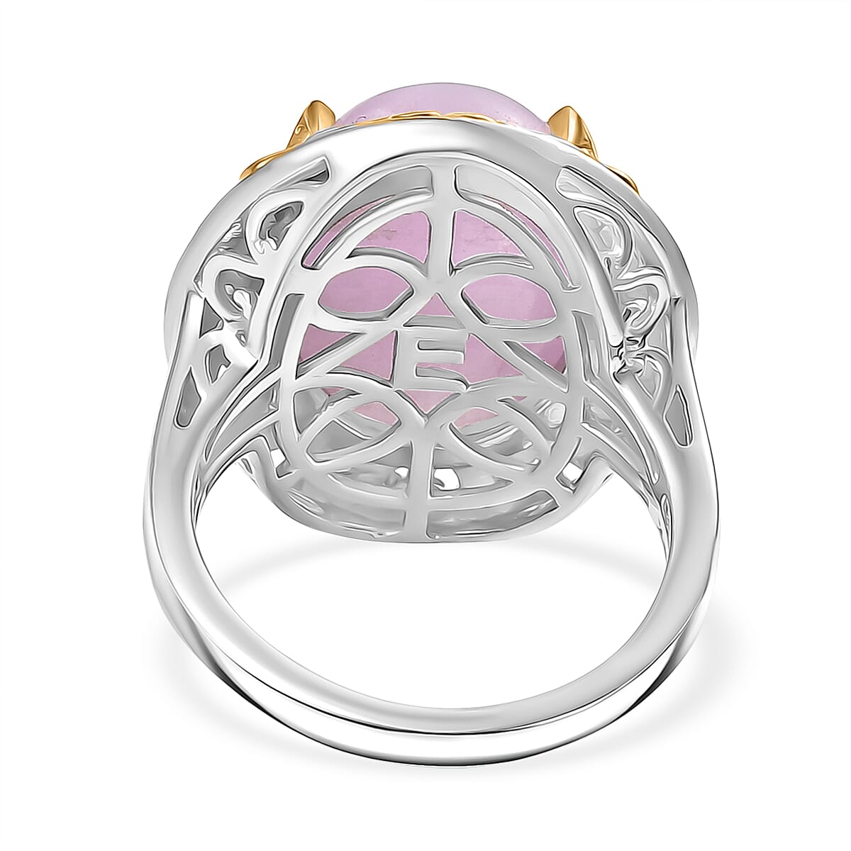 EverTrue Kunzite, White Zircon Ring in 18K YG Plated and Platinum Bond (Size 10.0) 12.15 ctw image number 4