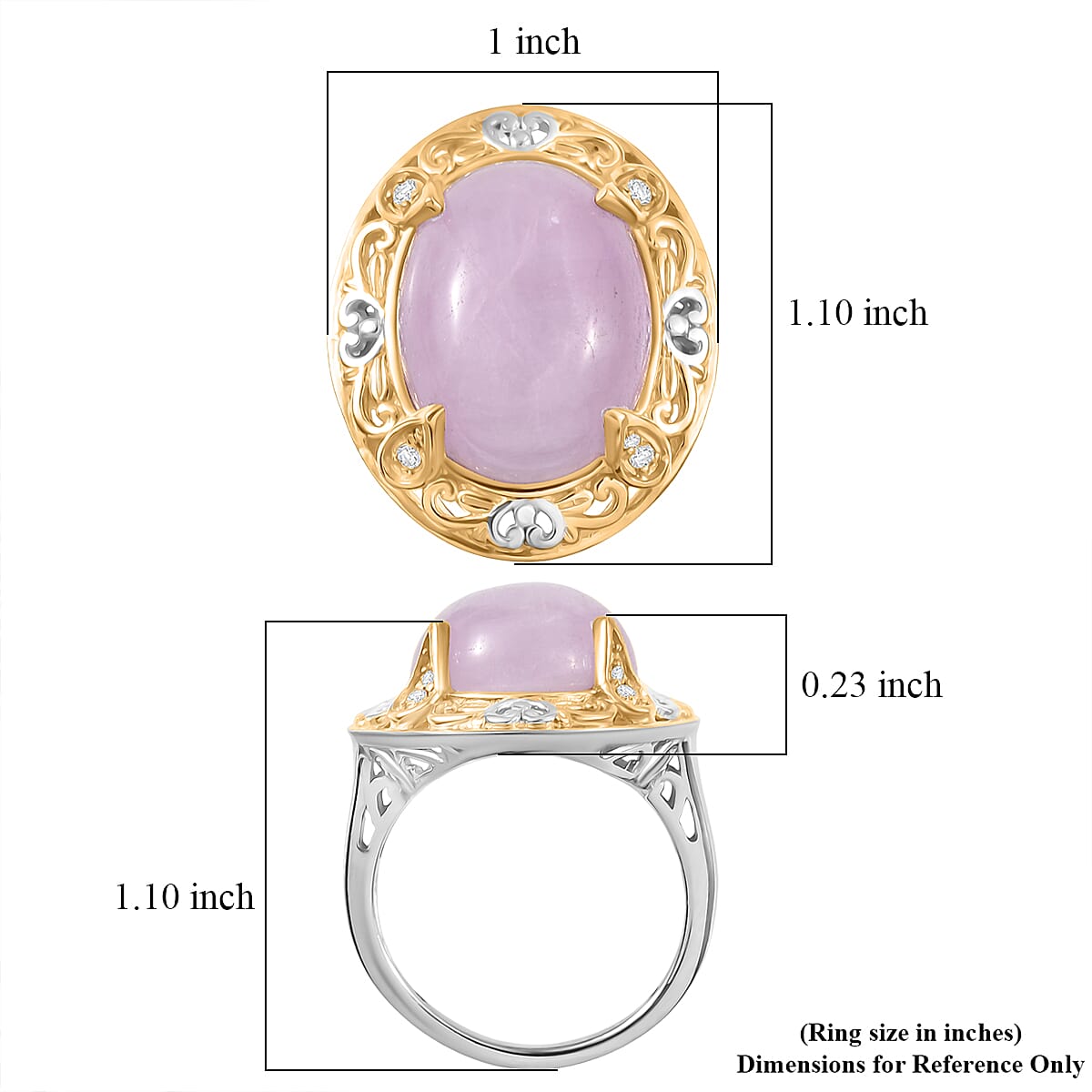 EverTrue Kunzite, White Zircon Ring in 18K YG Plated and Platinum Bond (Size 10.0) 12.15 ctw image number 5