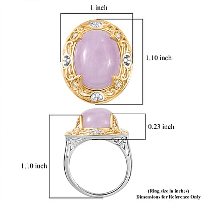 EverTrue Kunzite and White Zircon 12.15 ctw Regal Baroque Bloom Ring in 18K YG Plated and Platinum Bond (Size 7.0)