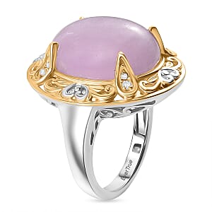 EverTrue Kunzite and White Zircon 12.15 ctw Ring in 18K YG Plated and Platinum Bond (Size 9.0)