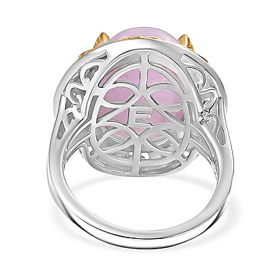 EverTrue Kunzite and White Zircon 12.15 ctw Regal Baroque Bloom Ring in 18K YG Plated and Platinum Bond (Size 11.0)