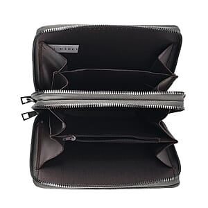La Marey Dark Gray Faux Leather Linear Texture Phonebag with Shoulder Strap