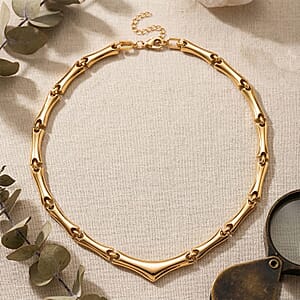 Organic Link Necklace (21 Inches) in Goldtone