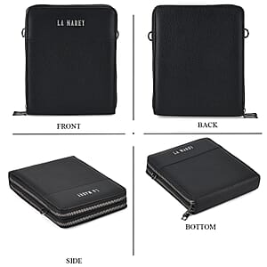 Le Marey Black Foux Leather Phone Bag with Shoulder Strap