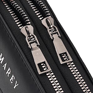 Le Marey Black Foux Leather Phone Bag with Shoulder Strap
