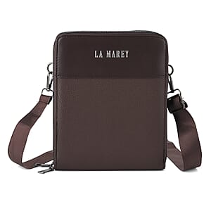 Le Marey Dark Brown Foux Leather Phone Bag with Shoulder Strap