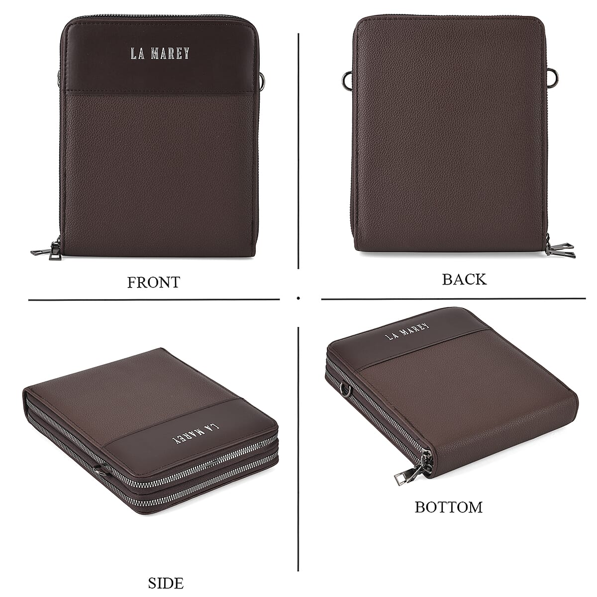 Le Marey Dark Brown Foux Leather Phone Bag with Shoulder Strap image number 1