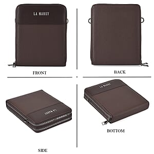 Le Marey Dark Brown Foux Leather Phone Bag with Shoulder Strap