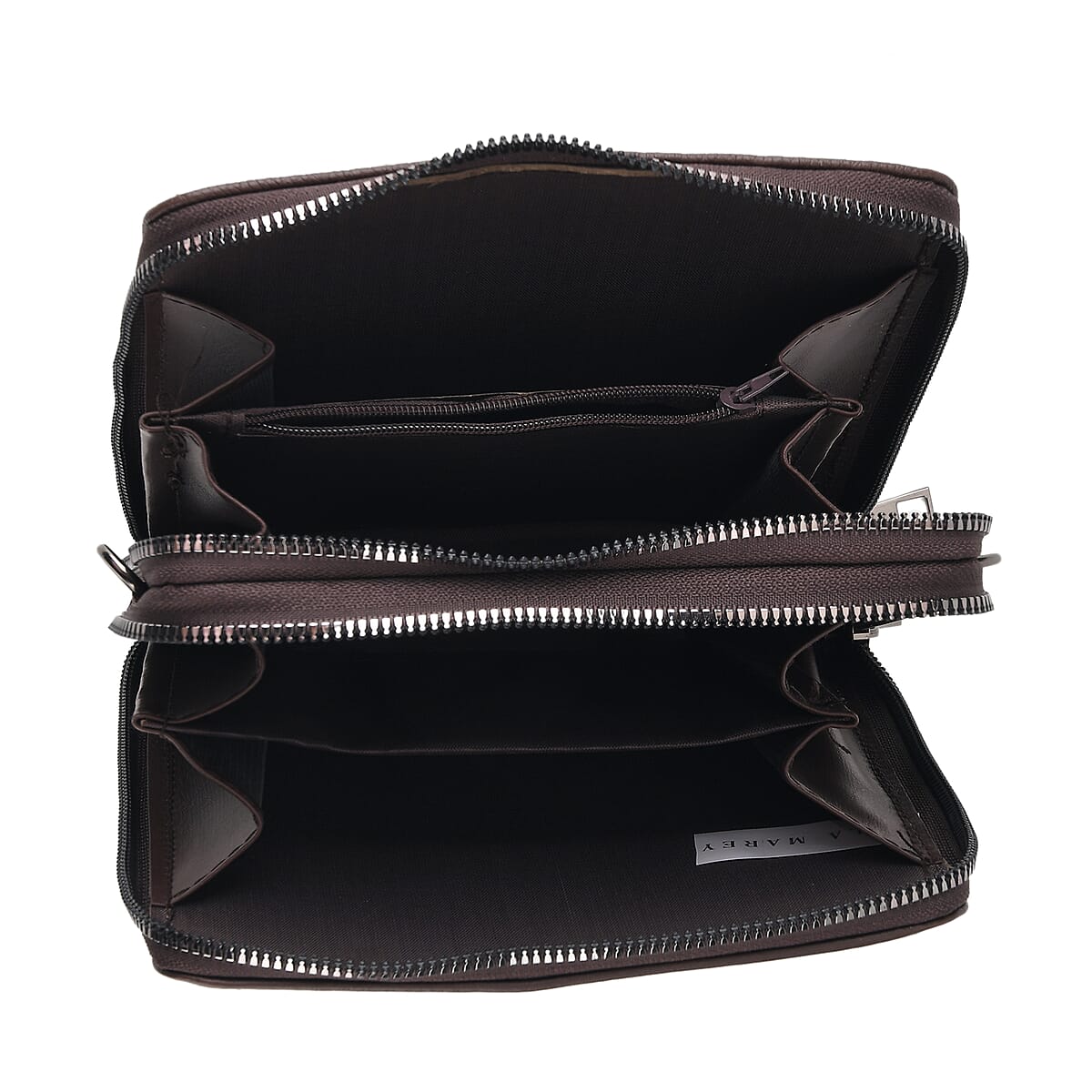 Le Marey Dark Brown Foux Leather Phone Bag with Shoulder Strap image number 2