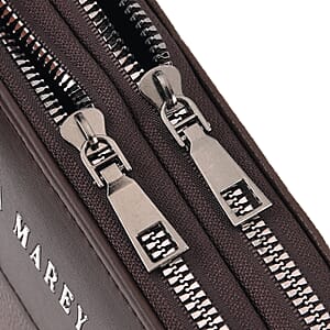 Le Marey Dark Brown Foux Leather Phone Bag with Shoulder Strap