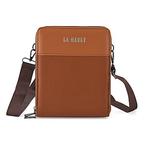 Le Marey Coffee Foux Leather Phone Bag with Shoulder Strap