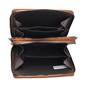 Le Marey Coffee Foux Leather Phone Bag with Shoulder Strap