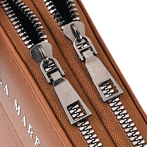 Le Marey Coffee Foux Leather Phone Bag with Shoulder Strap