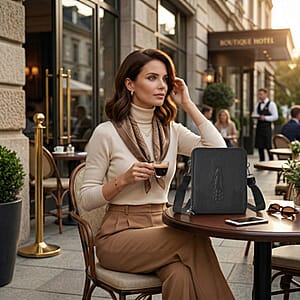 La Marey Black Crocodile Faux Leather Men's Phone Bag