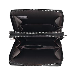 La Marey Black Crocodile Faux Leather Men's Phone Bag