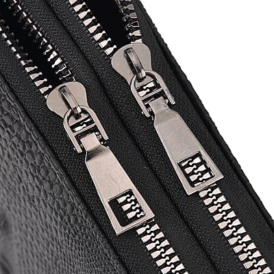 La Marey Black Crocodile Faux Leather Crossbody Bag