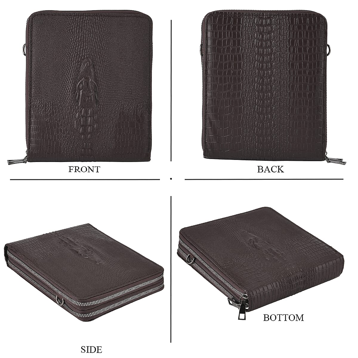 La Marey Brown Crocodile Faux Leather Men's Phone Bag image number 1