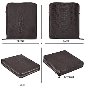 La Marey Brown Crocodile Faux Leather Men's Phone Bag