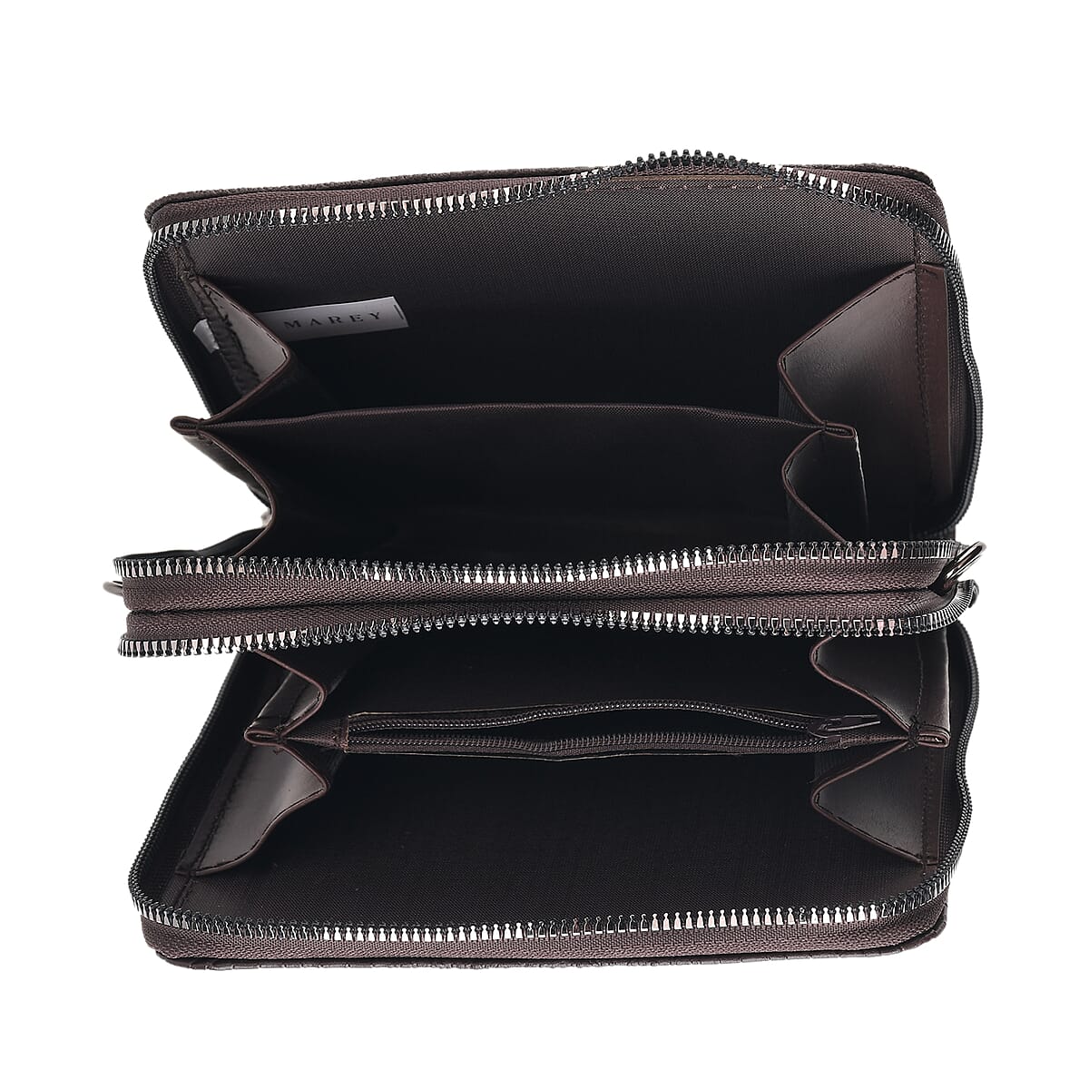 La Marey Brown Crocodile Faux Leather Men's Phone Bag image number 2