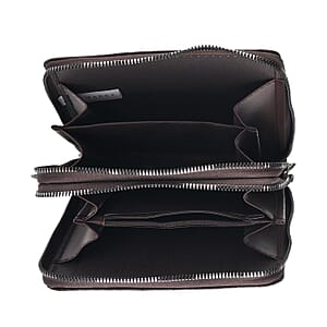 La Marey Brown Crocodile Faux Leather Men's Phone Bag