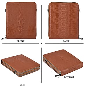 La Marey Cognac Crocodile Faux Leather Men's Phone Bag