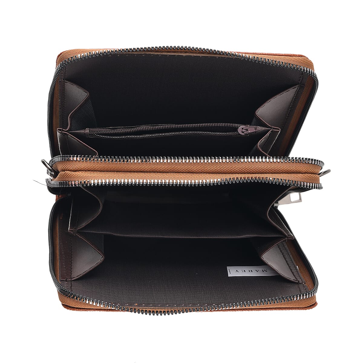 La Marey Cognac Crocodile Faux Leather Men's Phone Bag image number 2