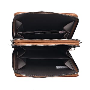 La Marey Cognac Crocodile Faux Leather Men's Phone Bag