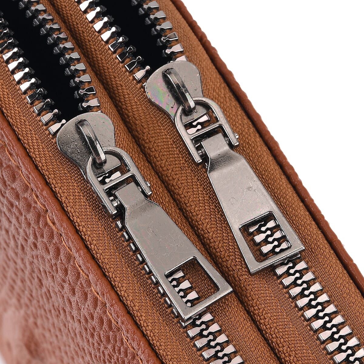 La Marey Cognac Crocodile Faux Leather Men's Phone Bag image number 3