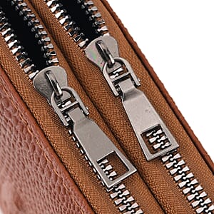 La Marey Cognac Crocodile Faux Leather Men's Phone Bag