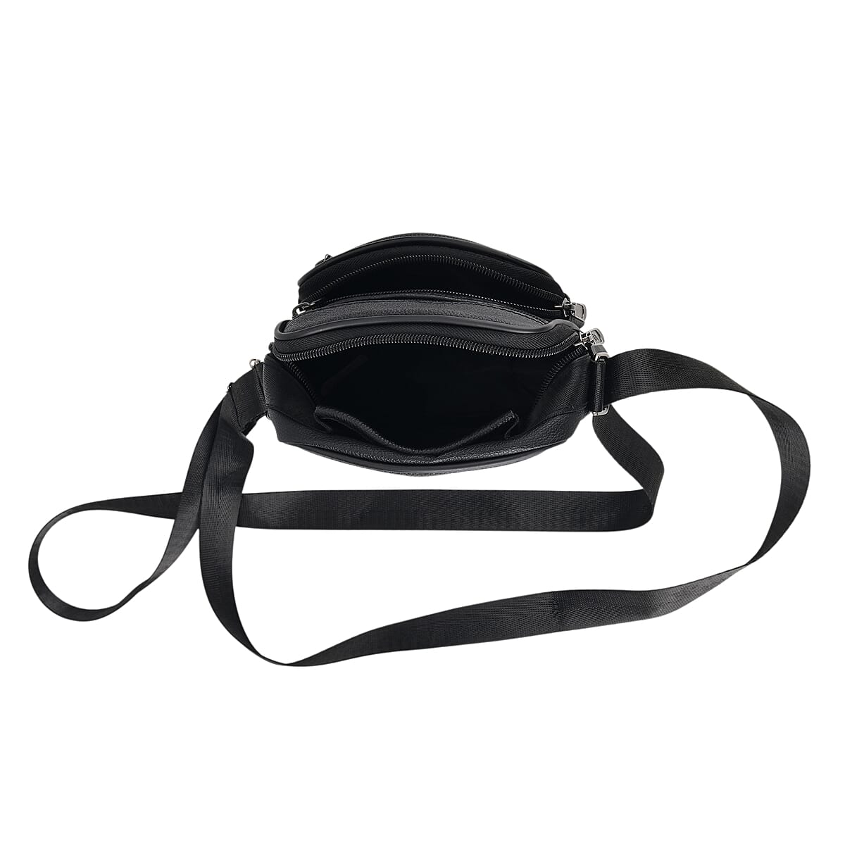 La Marey Black Lychee Pattern Cow Leather Crossbody Bag image number 2