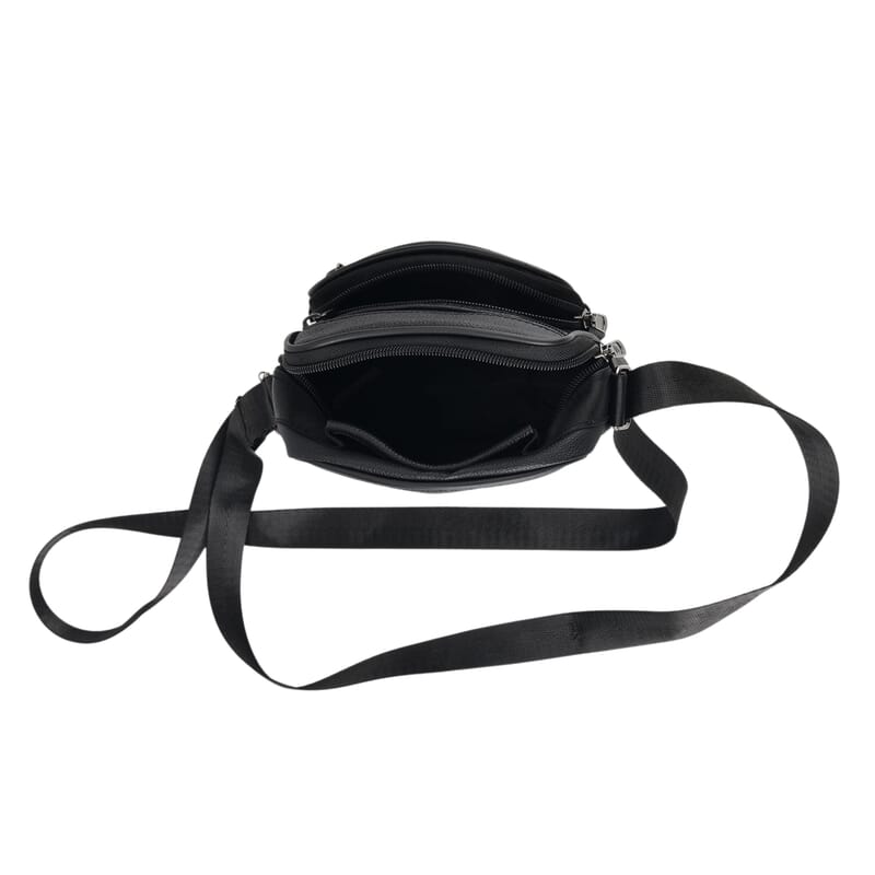 La Marey Black Lychee Pattern Cow Leather Crossbody Bag
