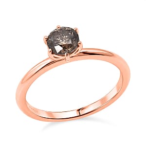 D'Joy Natural Desert Diamond i2-i3 1.00 ctw Solitaire Ring in 18K Vermeil Rose Gold Over Sterling Silver (Size 6.0)