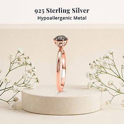 D'Joy Natural Champagne Diamond i2-i3 1.00 ctw Solitaire Ring in 18K Vermeil Rose Gold Over Sterling Silver (Size 7.0)