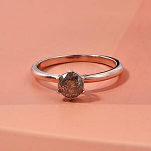 D'Joy Natural Desert Diamond i2-i3 1.00 ctw Solitaire Ring in 18K Vermeil Rose Gold Over Sterling Silver (Size 9.0)