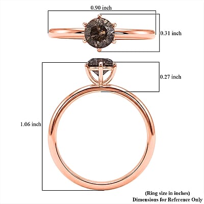 D'Joy Natural Desert Diamond i2-i3 1.00 ctw Solitaire Ring in 18K Vermeil Rose Gold Over Sterling Silver (Size 9.0)