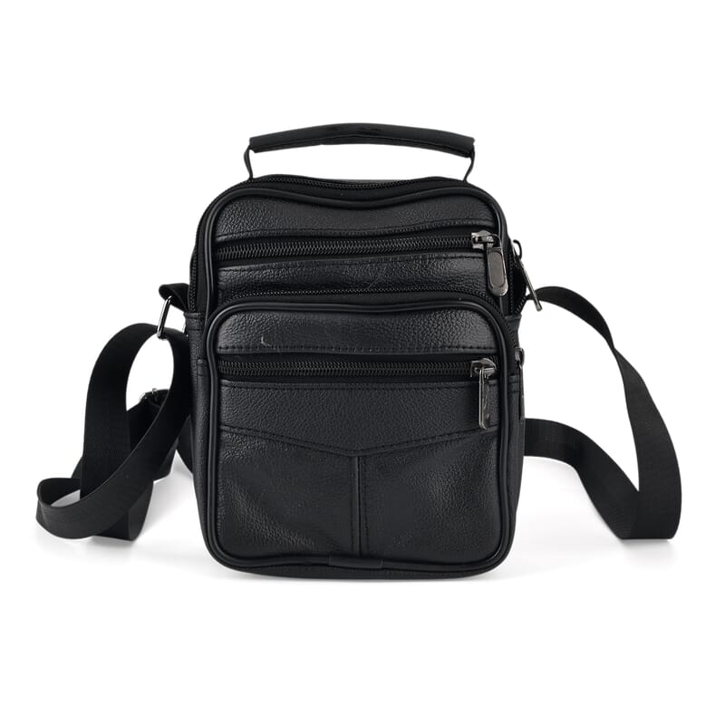 La Marey Black Lychee Pattern Cow Leather Crossbody Bag