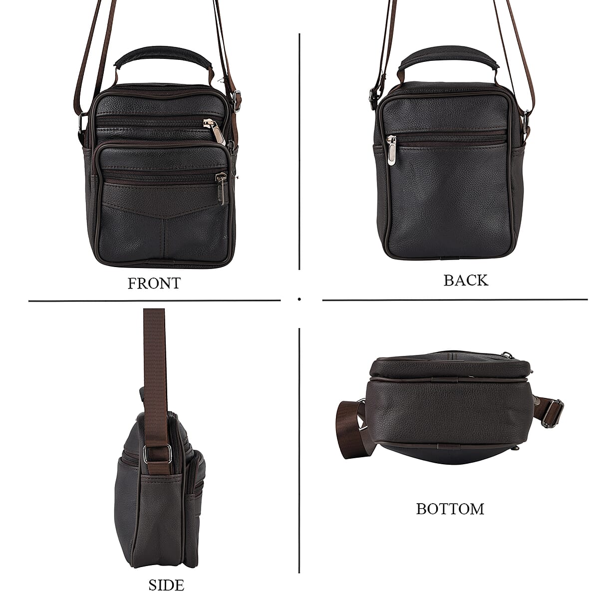 La Marey Dark Brown Lychee Pattern Cow Leather Crossbody Bag image number 1