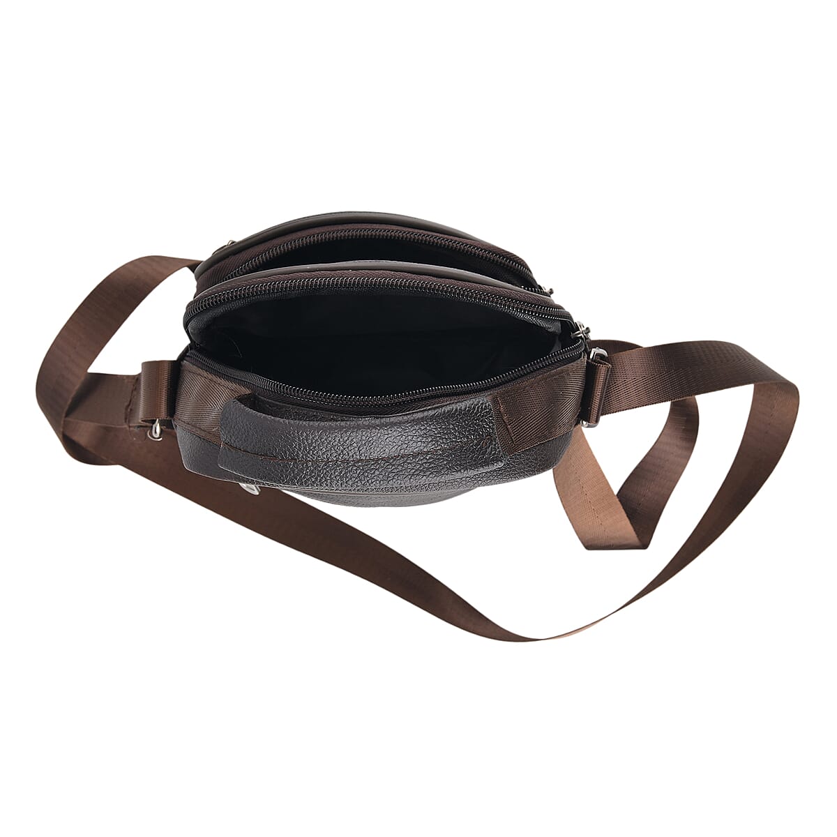La Marey Dark Brown Lychee Pattern Cow Leather Crossbody Bag image number 2