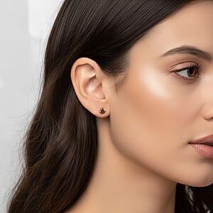 D'Joy Natural Champagne Diamond I2-I3 1.00 ctw Solitaire Stud Earrings in 18K Vermeil Rose Gold Over Sterling Silver