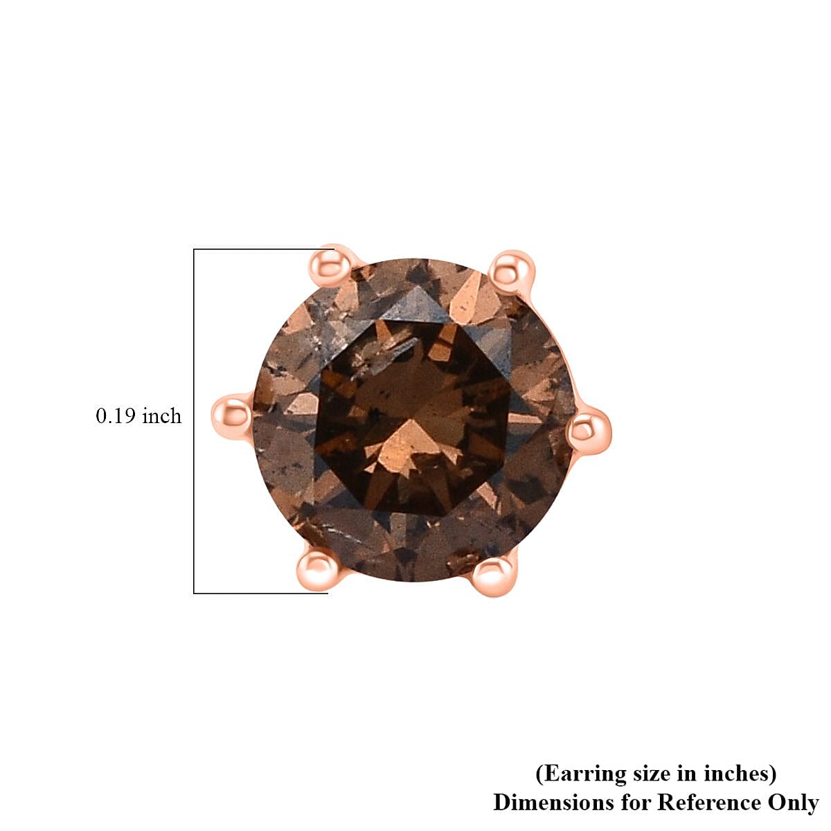 D'Joy Natural Champagne Diamond I2-I3 1.00 ctw Solitaire Stud Earrings in 18K Vermeil Rose Gold Over Sterling Silver