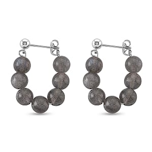 Malagasy Labradorite 25.00 ctw Hoop Earrings in Silvertone