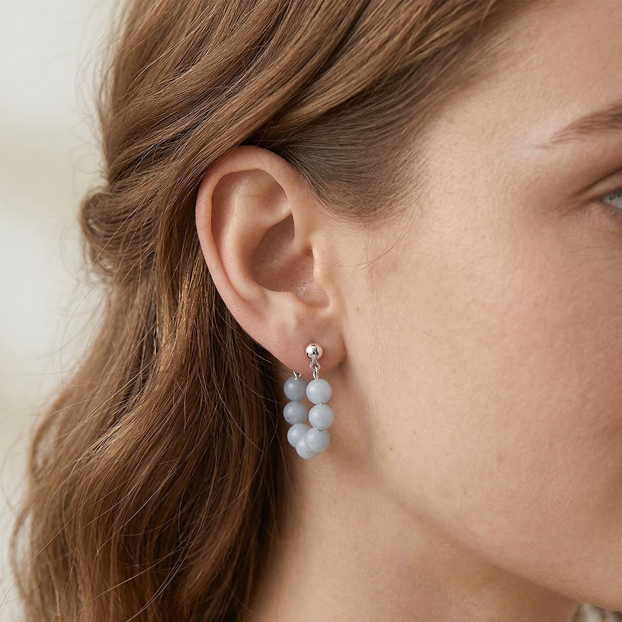 Aquamarine 25.00 ctw Hoop Earrings in Silvertone