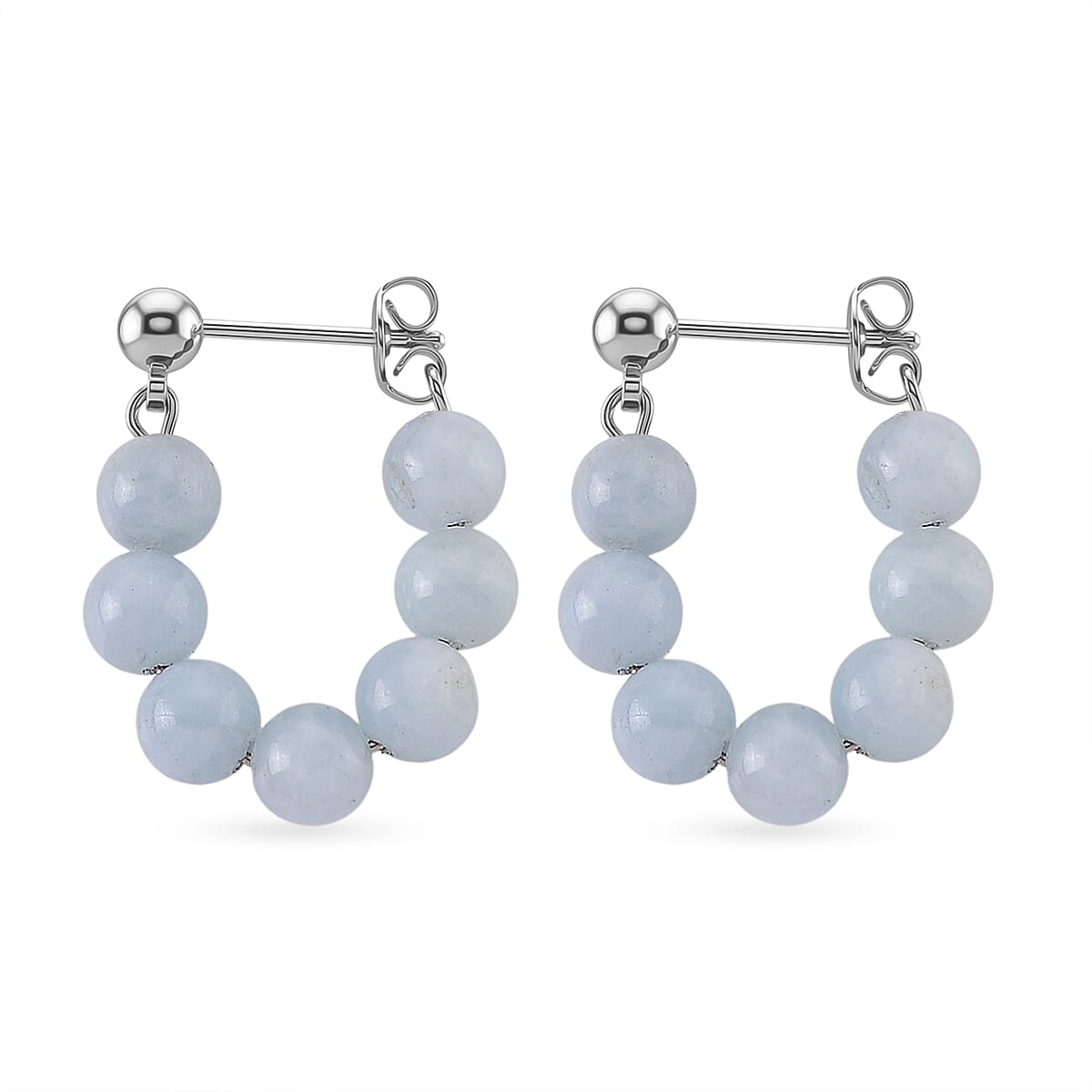 Aquamarine 25.00 ctw Hoop Earrings in Silvertone image number 3