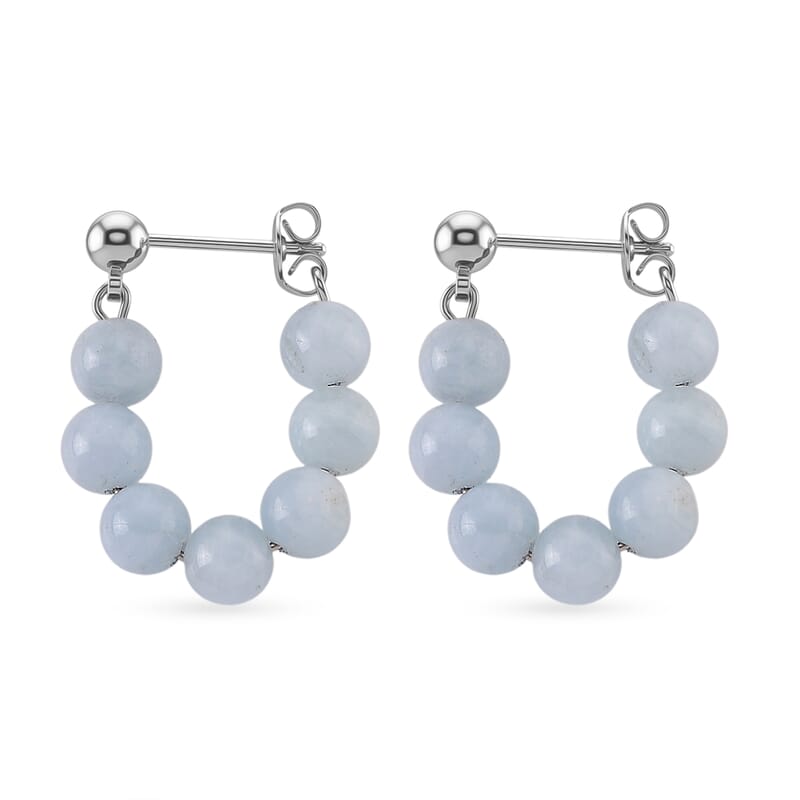 Aquamarine 25.00 ctw Hoop Earrings in Silvertone