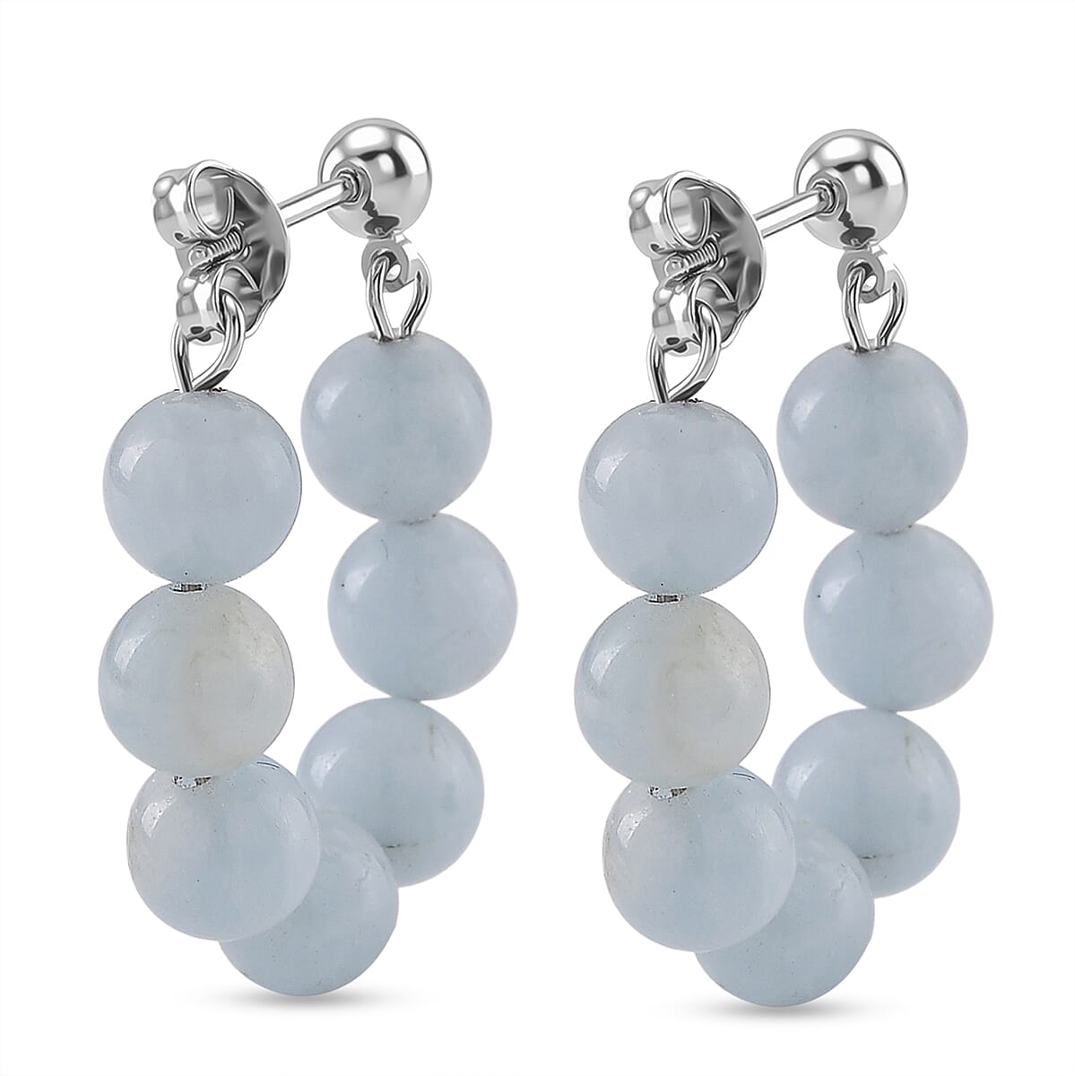 Aquamarine 25.00 ctw Hoop Earrings in Silvertone image number 4