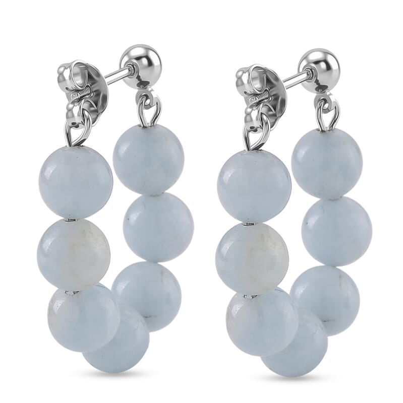 Aquamarine 25.00 ctw Hoop Earrings in Silvertone
