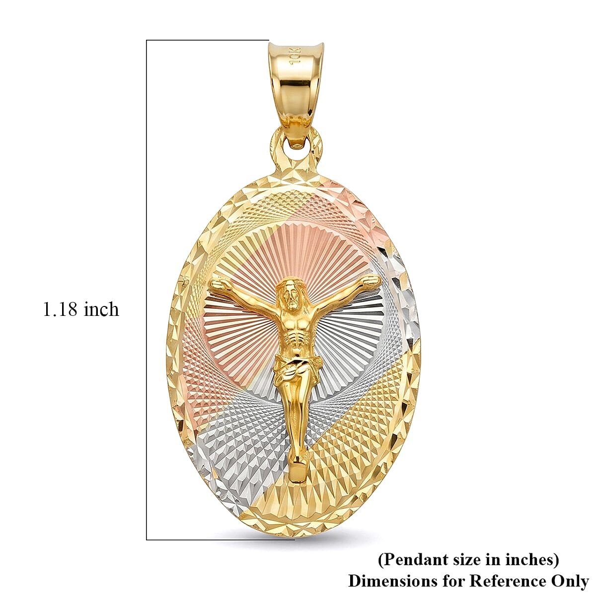 10K Yellow Gold Diamond-Cut Crucified Madallion Pendant without Chain 1.82 Grams image number 4