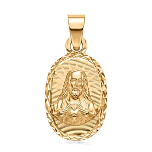 10K Yellow Gold Diamond-Cut Jesus Madallion Pendant without Chain 0.56 Grams